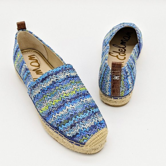 Sam Edelman Shoes - Sam Edelman Khloe Blue Raffia Espadrille Flats 8.5